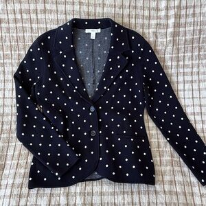 1901 Knit Dark Blue Blazer With White Dots
